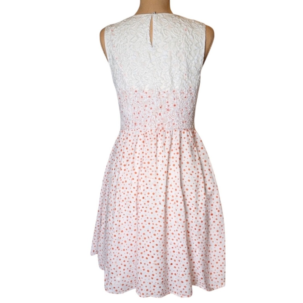 Cato Womens Orange Polka Dot Cotton Dress Lace Back Pintuck Pockets Size 12 - Picture 3 of 9